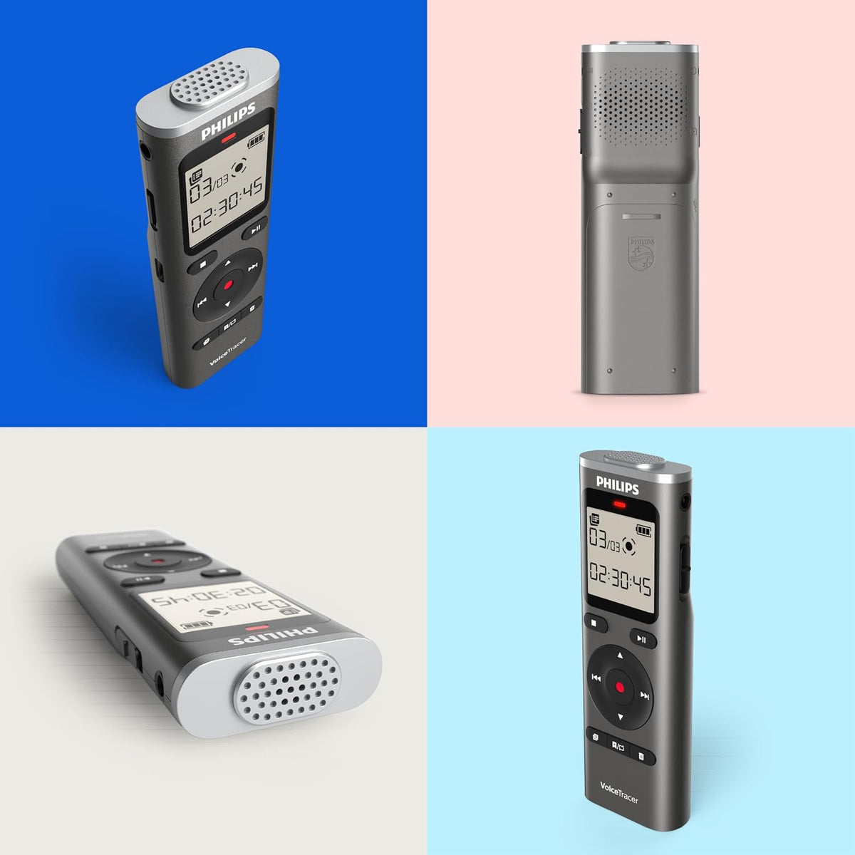 Philips DVT1170 VoiceTracer, Audio Recorder, 8GB, Micro SD Card Slot, 360° Microphone for Excellent Sound