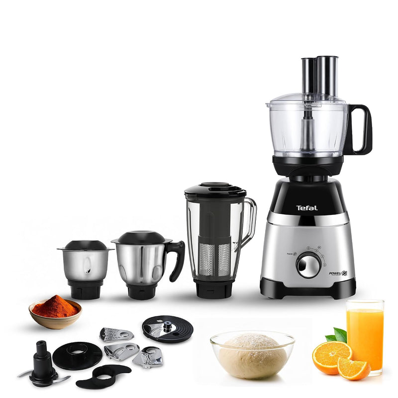 Tefal Chef Assist 800W Mixer Grinder,Juicer Jar & Food Processor |Dough Maker 15-in-1 Versatile Appliance| Powerful 800W Motor | 4 Jars and 7 blades| Europe’s No.1 Blending Brand | 3-Year Warranty