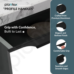 Plantex Profile Handle for Kitchen Cabinet/22 Inch Aluminium Drawer Profile Handle/Wardrobe Pull Handle for Home/Office/Hotel - Pack of 5 (Black) (Model APS-PF-1003)-2