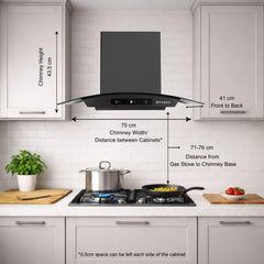 Faber Hood Venice 75 cm 1200 m³/hr Autoclean Curved Chimney| Filterless with Oil Collector |8 Yrs Motor & 2Yrs Comprehen
