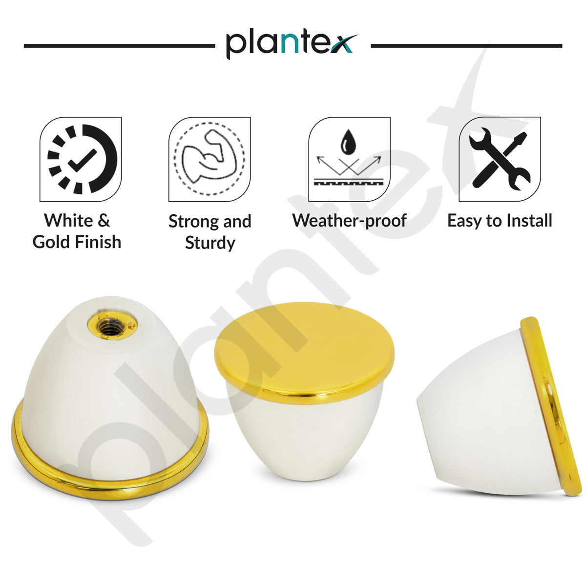 Plantex Knobs for Drawer/Drawer Knobs/Knobs for Cabinets/Pull-Push Knobs for Kitchen/Bedroom Drawer - Pack of 3 (Gold & White)-4