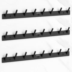 Plantex Wall Hooks for Hanging Cloth/Stainless Steel Towel Hangers/Bathroom Robe Hooks/Door Hangers/Round Wall Hook/Hook Rail for Hanging Keys - 8 Hooks (Pack of 3, Z-Black)-1