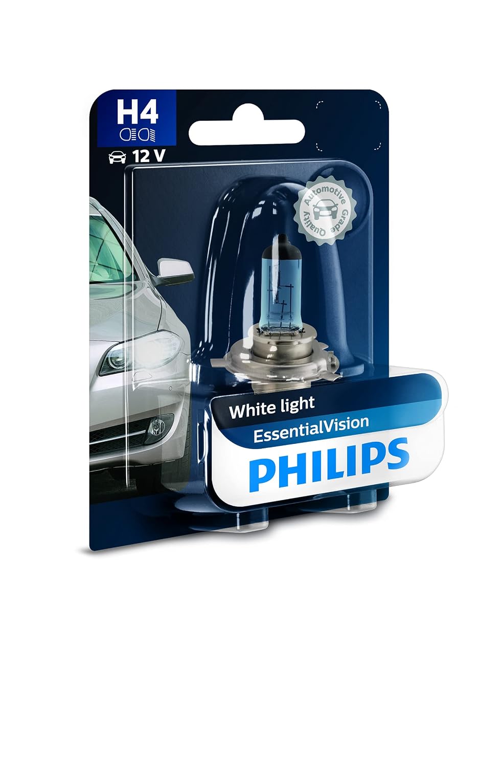 Philips 12569EVB1 H4 White Light Essential Vision Headlight (12V, 100/90W)