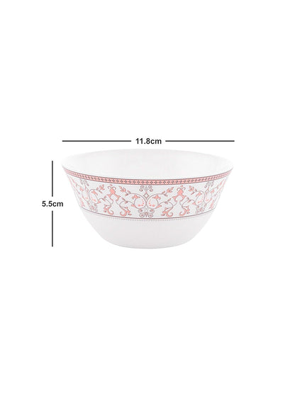 La Opala Glass Floral Dinner Set- Set of 33 Pcs, Pink