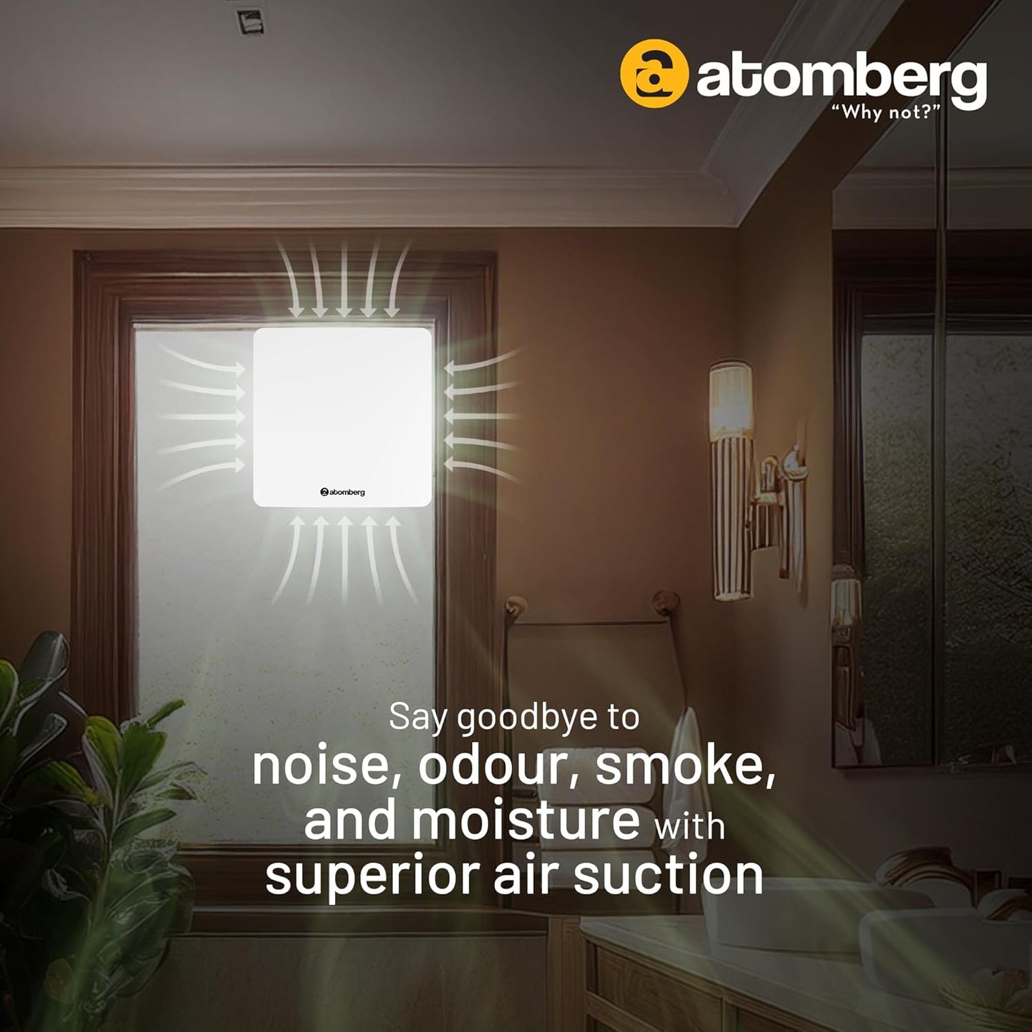 atomberg Studio Exhaust Fan 150mm (6 Inches) | BLDC Motor | 6.8W| Low Noise | 2000 RPM| Ideal for Bathroom,Kitchen | Easy to Clean | Installation-Round Cut (153mm) | 2 Years Warranty | (Gloss White)