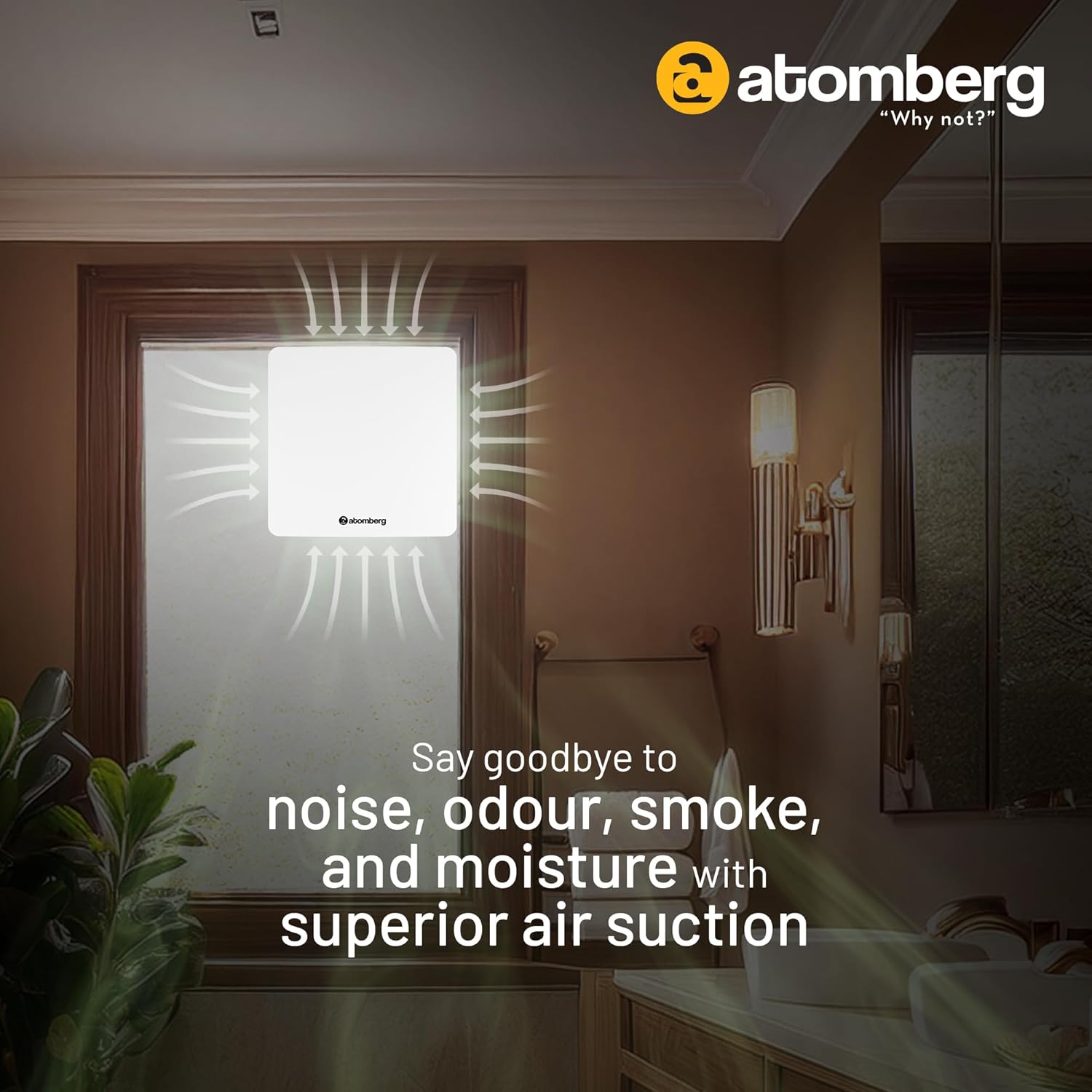 atomberg Studio Exhaust Fan 150mm (6 Inches) | BLDC Motor | 6.8W| Low Noise | 2000 RPM| Ideal for Bathroom,Kitchen | Easy to Clean | Installation-Round Cut (153mm) | 2 Years Warranty | (Gloss White)