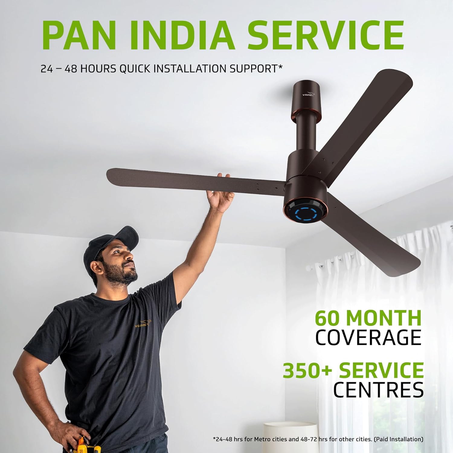 V-Guard Insight-G Premium Bldc Ceiling Fan For Home | 6 Speed Settings | 5 stars Energy Saving | Convenient Remote Control | High-Speed 100% Copper Motor | 1.2M (Elegance Brown Matte)