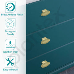 Plantex Knobs for Drawer/Small Drawer Knobs/Knobs for Cabinets/Pull-Push Knobs for Kitchen/Bedroom Drawer - Pack of 6 (Oval, Brass Antique)-5