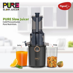 Pigeon by Stovekraft Pure Slow Juicer| 250W Motor| Nutrient Rich Juice| All-in-1 Fruits & Vegetable Juicer| Maximum Juice Extraction Auger | Separate Juice & Pulp Cups | 2 Year Warranty