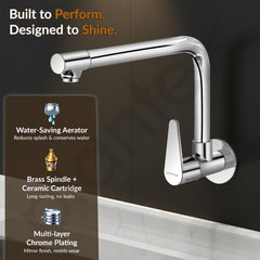 Plantex Pure Brass Wall Mounted Kitchen Sink Tap Faucet/360‚° Rotating Water Tap for Kitchen Basin & Wash Basin/Sink Tap (DOL-4301, Chrome) - 7 Year Warranty-2