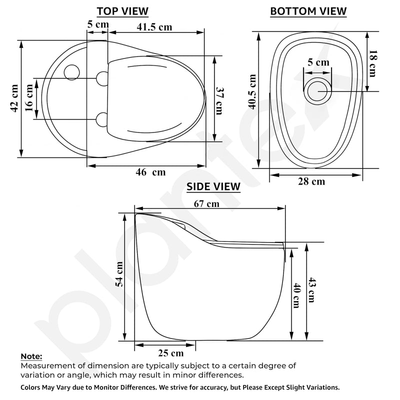 Plantex Platinum Ceramic Rimless Commode/One Piece Western Toilet/Siphonic Flush Western Commode with Soft Close Toilet Seat - S Trap Outlet (White & Grey)-5