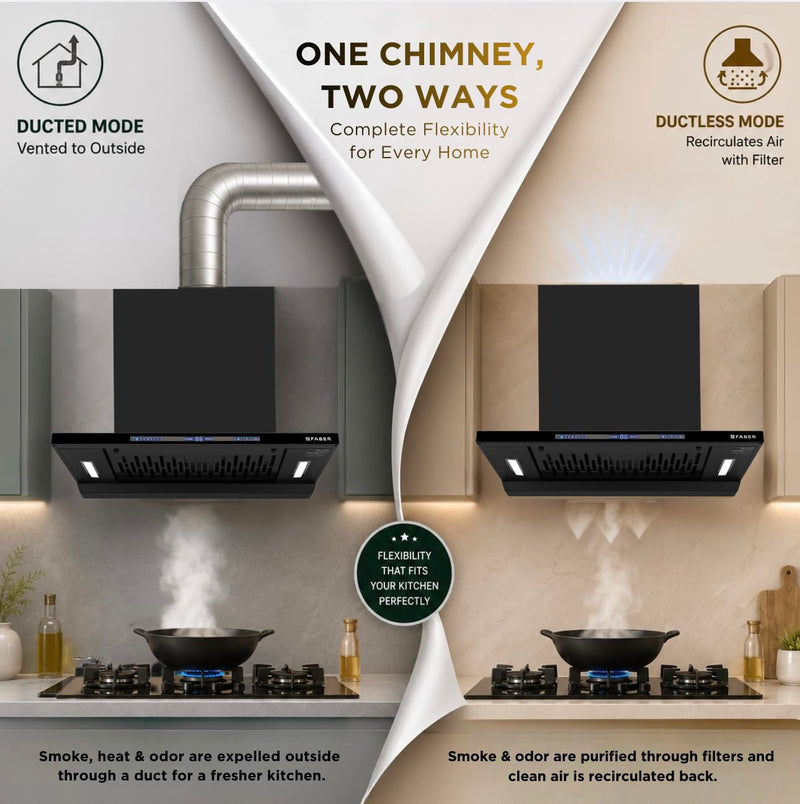 Faber SLIMX 60cm 1500m³/hr BLDC Autoclean Filterless T-Shape Chimney||Built In Oil Collector|Touch & Gesture Control|12Y