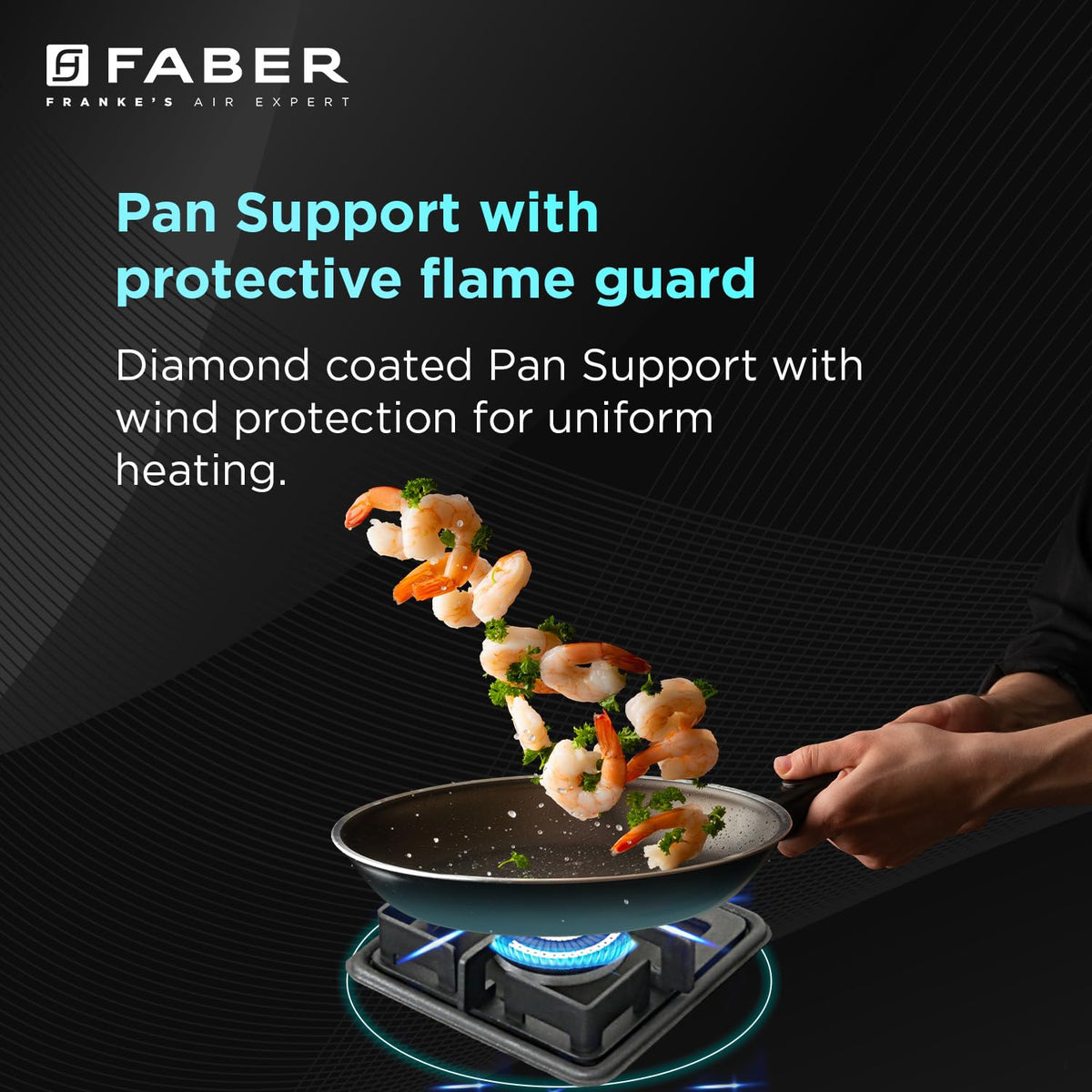 Faber Stylish 3 Brass Burners 77cm Sleek Cooktop |Manual Ignition|MS Powder Coated Pan Support|Black Glass Finish|5 Yrs 