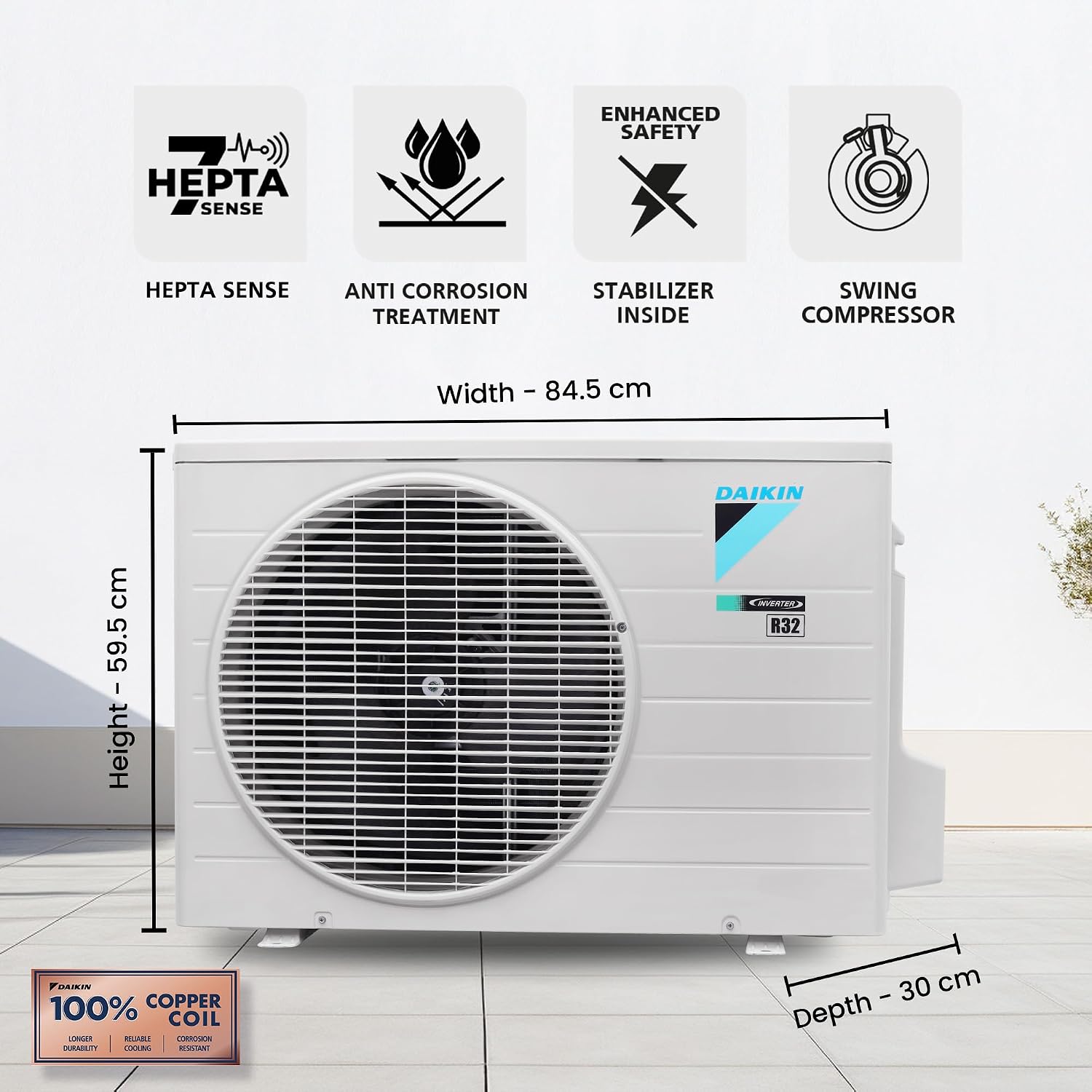 Daikin 1.5 Ton 3 Star Inverter Split AC (Copper, PM2.5 Filter, FTKL50XV16, White)