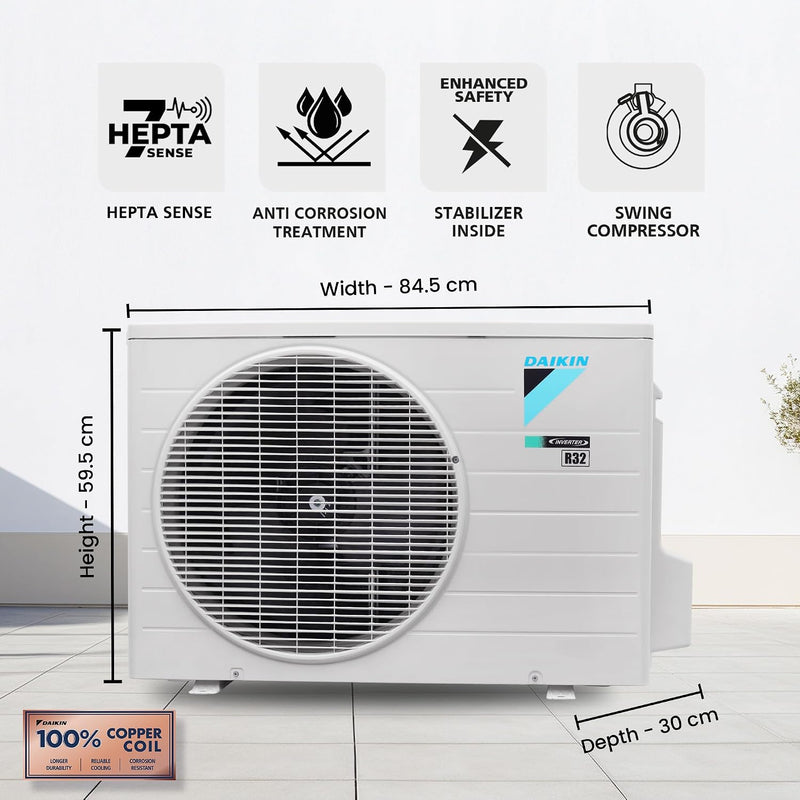 Daikin 1.5 Ton 3 Star Inverter Split AC (Copper, PM2.5 Filter, FTKL50XV16, White)
