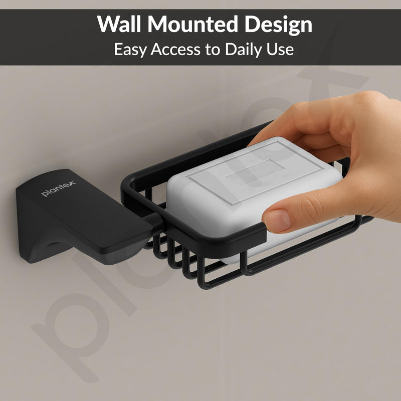 Plantex Space Aluminum Soap Holder for Bathroom/Wall Mounted Soap Stand/Bathroom Soap Holder/Bathroom Accessories (Black)-3