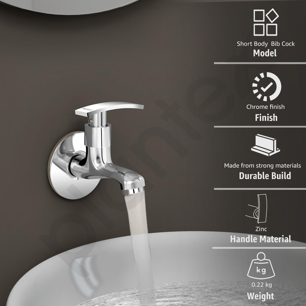 Plantex Single Lever Bib Cock Water Tap for Bathroom with Brass Spindle/Wash Basin Tap for Home/Tap for Bathroom with Water Saving Aerator-(Samar-Chrome)-2