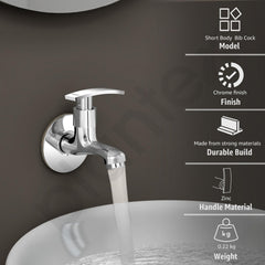 Plantex Single Lever Bib Cock Water Tap for Bathroom with Brass Spindle/Wash Basin Tap for Home/Tap for Bathroom with Water Saving Aerator-(Samar-Chrome)-2