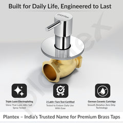 Plantex 25 mm Pure Brass Flush Valve with Teflon Tape & Brass Wall Flange for Commercial & Residential Use-7 Year Warranty (ICO-920-Chrome)-2