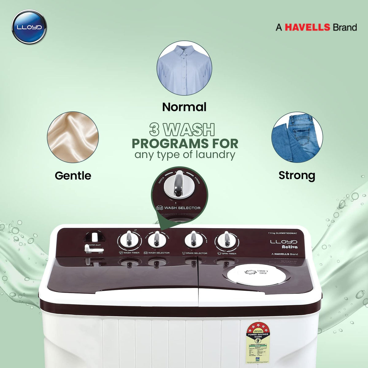 Lloyd 7.5 kg 5 Star Semi Automatic Top Load Washing Machine (GLWMS75DDMAC)-2
