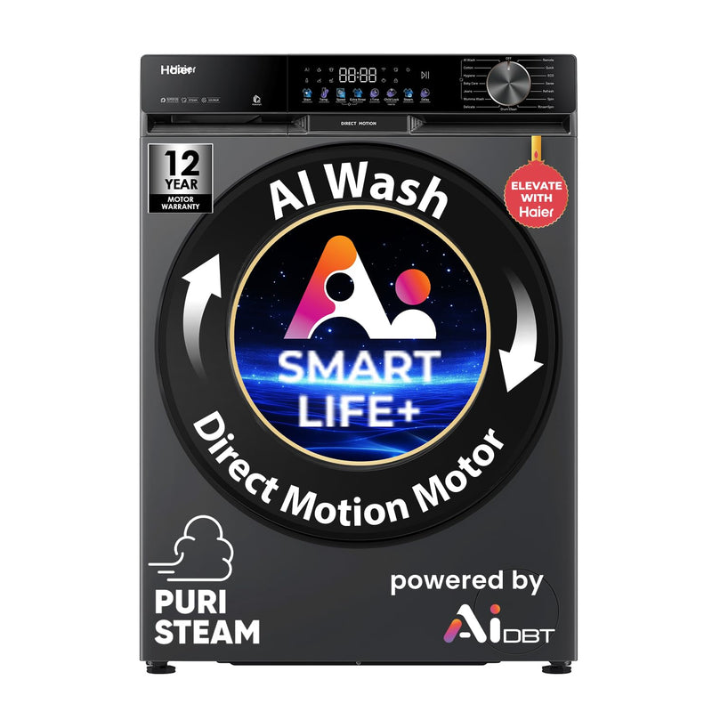 Haier Smart Choice 12 Kg, 5 Star, AI Smart LIFE+, Hygienic Care,ABT,525 mm Super Drum, Refresh,Direct Motion Motor,WiFi enabled, Fully Automatic (EFL120-DM14F5ES8U1)-1