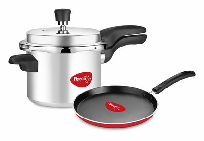 Pigeon by Stovekraft Induction Base 4-in-1 Starter Kit, Silver, Aluminium (Pressure Cooker, Pressure Pan, Tawa, and Kadhai Set)