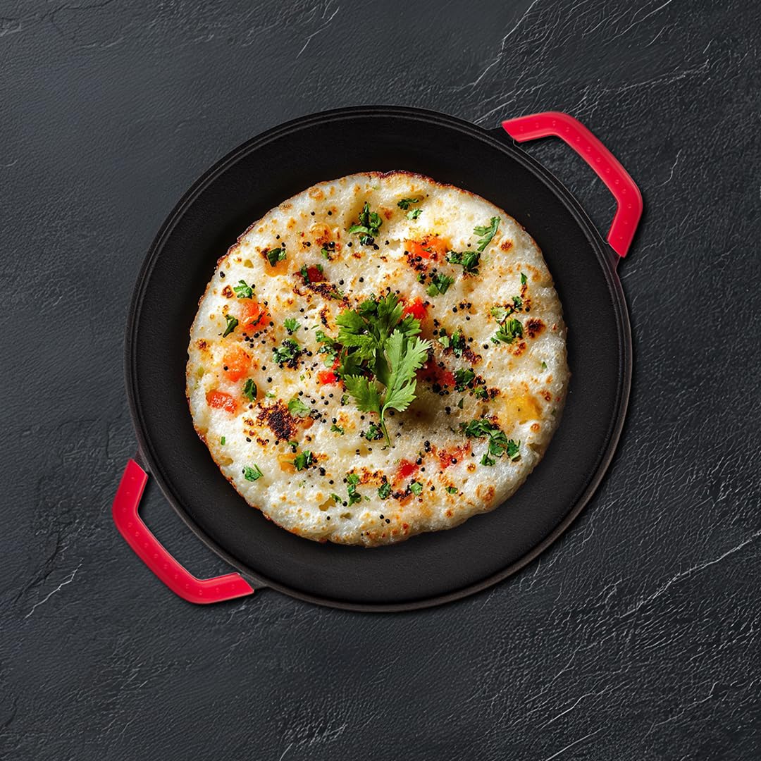 Pigeon by Stovekraft Pre-Seasoned Cast Iron Tawa 30 cm | Pre-Seasoned with 100% Vegetable Oil | Naturally Nonstick | Hig