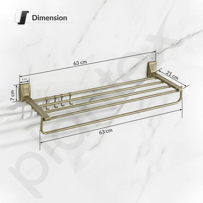 Plantex 304 Grade Stainless Steel 24 inch Towel Rack/Towel Bar/Towel Hanger/Towel Storage for Bathroom - Crystal (Brass Antique)-2