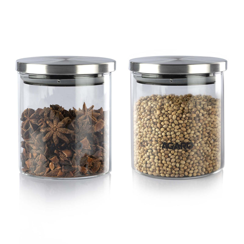 AGARO Elegant Glass Jar 3500 ml, Steel Lid, Storage Glass Container, Transparent, Kitchen Organiser, Multipurpose Jar