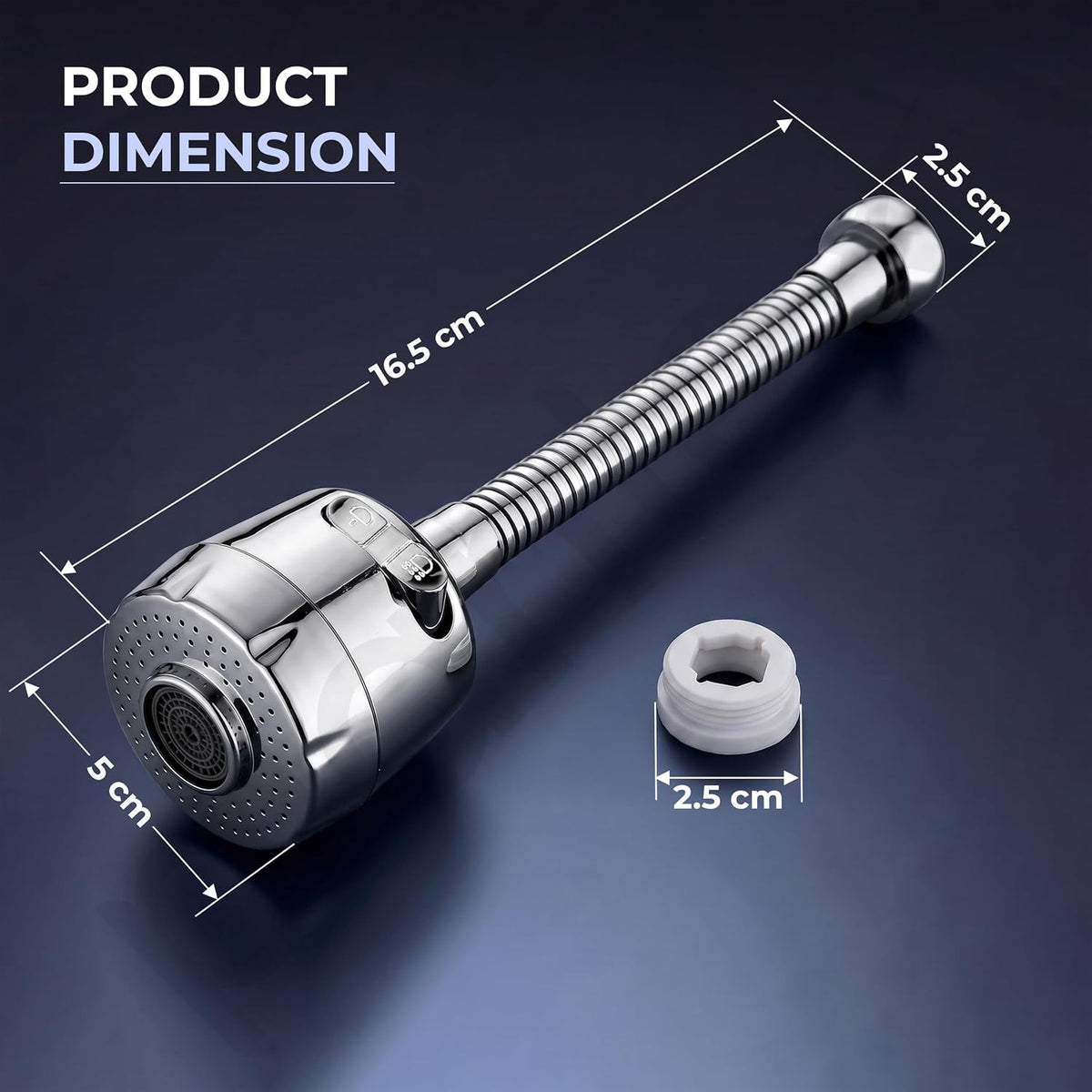 Plantex Water Saving Kitchen Tap Extender/2 Mode ABS Flexible Tap Extension With Aerator/360° Neck Rotation -(Chrome, APS-N-3)-2