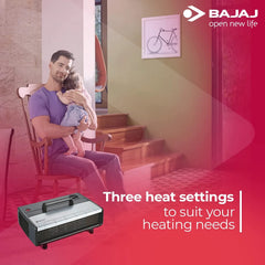 Bajaj Majesty RX 7 2000 Watts Heat Convector Room Heater | Instant Warmth | Personalized Comfort | Convenient & Elegant | Cool Touch Handle | ISI Approved 【Black】