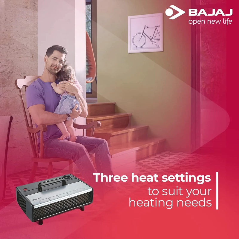 Bajaj Majesty RX 7 2000 Watts Heat Convector Room Heater | Instant Warmth | Personalized Comfort | Convenient & Elegant | Cool Touch Handle | ISI Approved 【Black】