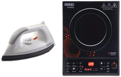 Usha EI 1602 1000-Watt Lightweight Dry Iron (Multi-Colour) + Usha Steam Pro SI 3713 1300-Watt Steam Iron (White/Blue)