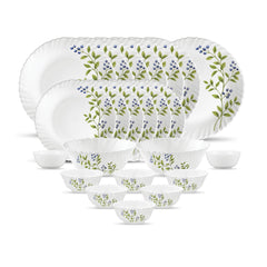 La Opala Novo Collection Opal Glass Crockery | for Family of 6 | Dinner Set 23 pcs Autumn Flower | Plates & Bowls for Dining | Microwave Safe | 100% Vegetarian | Extra Strong | Light & White