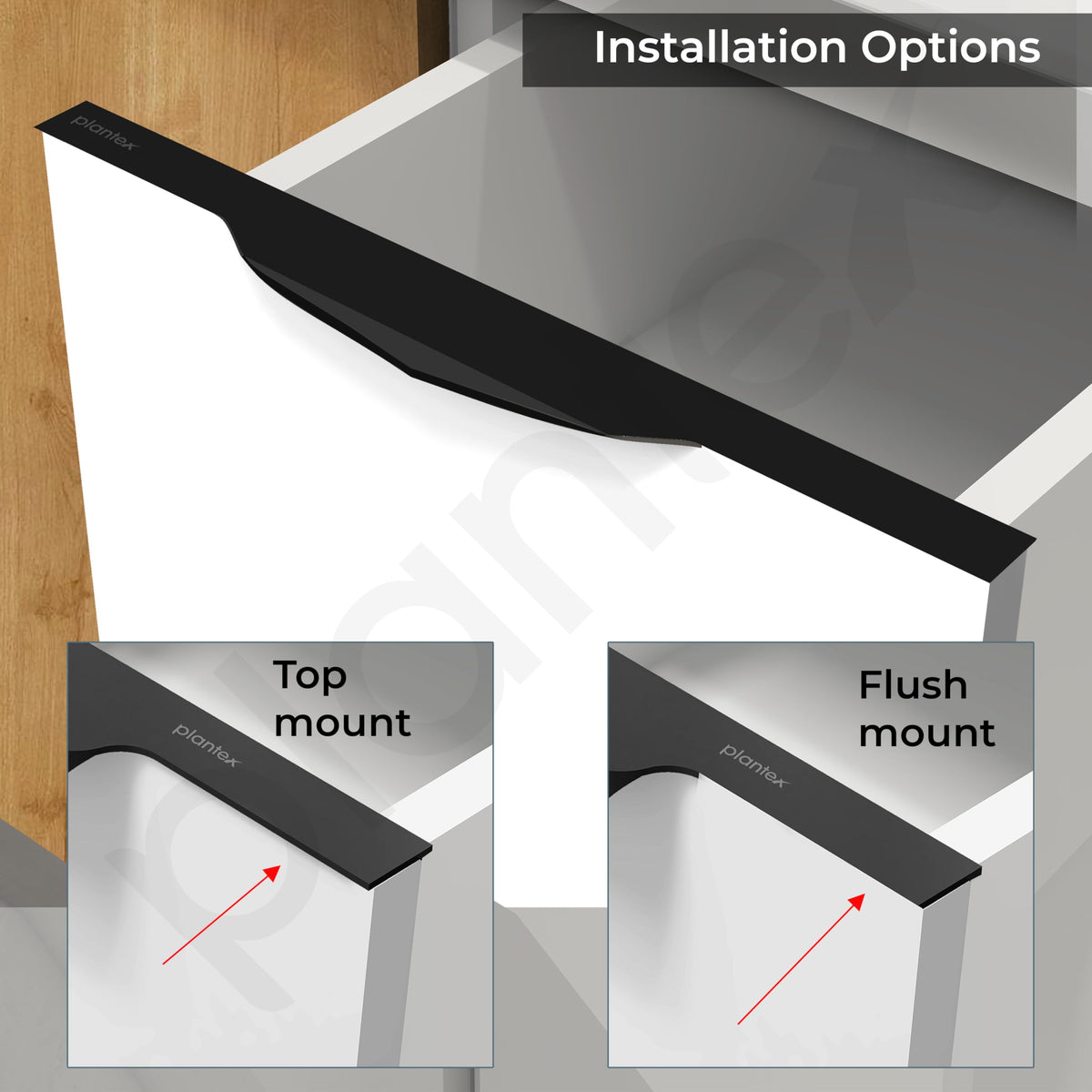Plantex Profile Handle for Kitchen Cabinet/12 Inch Aluminium Drawer Profile Handle/Wardrobe Pull Handle for Home/Office/Hotel - Pack of 1 (Black) (Model APS-PF-1002)-4