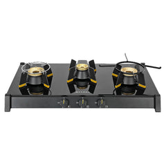 Faber Liftable Burners Freestanding Cooktop|Genius 753 Ai Bk|75Cm Width|Brass Burners|Manual Ignition|Abs Knobs|Pan Supp