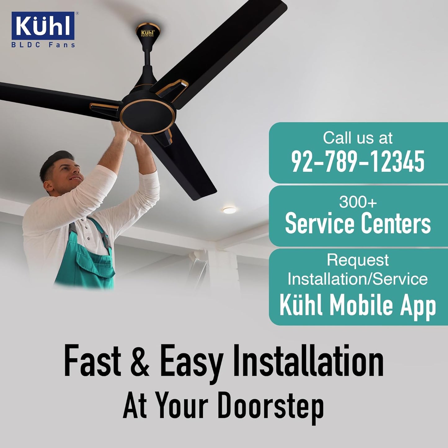 KUHL Prima A1 1200 mm BLDC 65% Power Saving BLDC Ceiling Fan With Remote | BEE 5 Star Rated & ISI Marked | High Air Flow | 5 Year Brand Warranty | Black