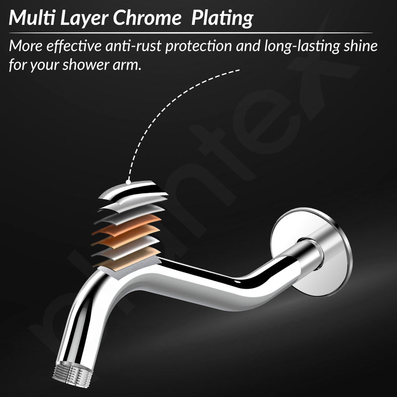 Plantex 11-Inch S-Shaped Shower Arm for Overhead Shower/Stainless Steel Shower Arm Pipe/Wall Mount ShowerArm for Bathroom Fitting with 1⁄2-Inch Thread - Pack of 1 (Chrome)-2