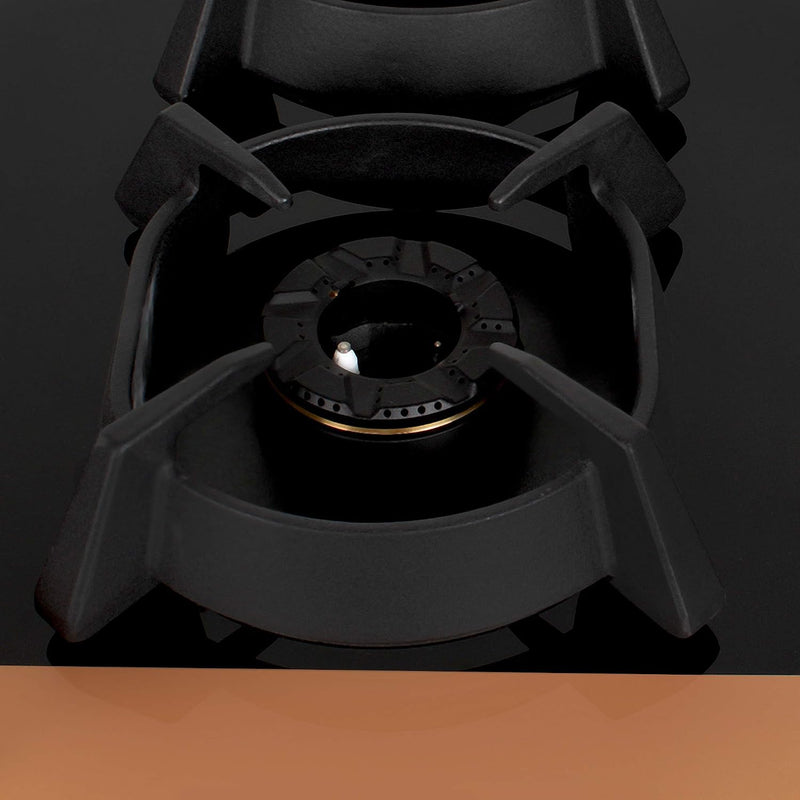 Faber Hobtop Utopia HT905 CRS BR CI AI 5 Brass Burner Auto Electric Ignition Glass Top, Black