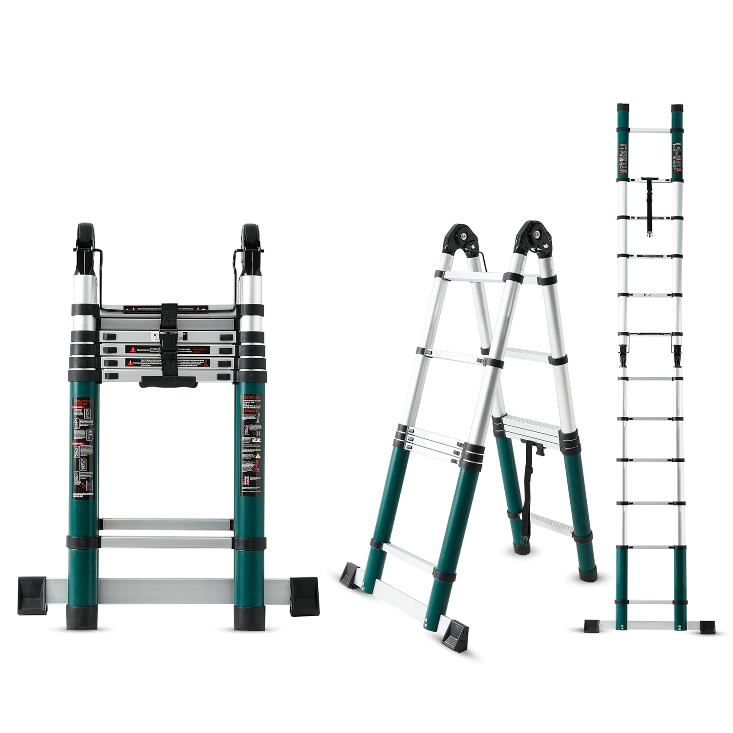 Plantex Portable & Foldable 13 ft.(2+2 m) A Type Telescopic Ladder/12-Steps Aluminium Multipurpose Ladder for Home/Industrial & Outdoor use/2 Years of Warranty by Plantex- (Green)