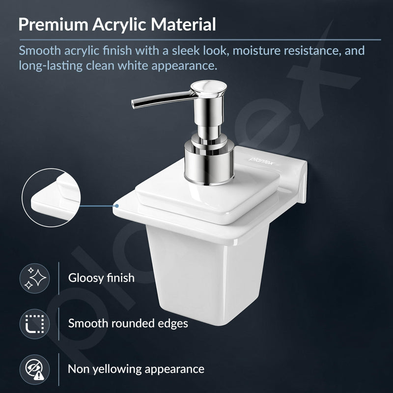 Plantex Liquid Soap Dispenser for Bathroom/Acrylic Shampoo Dispenser/Hand wash Dispense/Bathroom Accessories - Pack of 1 (VIW-137, White)-3