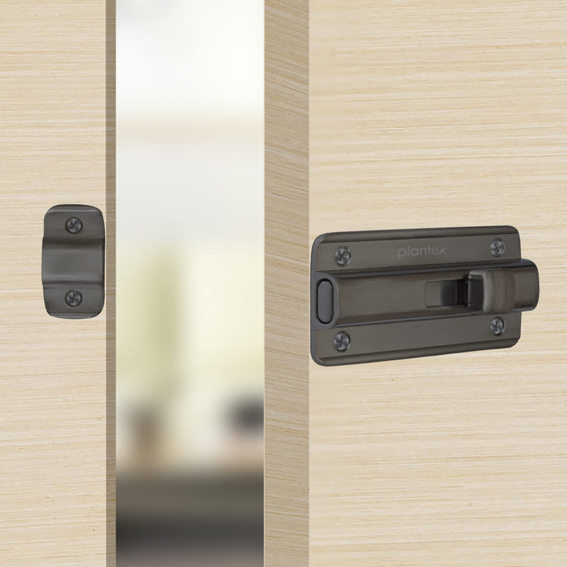 Plantex Premium Heavy Duty Door Stopper/Door Lock Latch for Home and Office Doors/Baby Latch - Pack of 2 (Satin Black-Matt)-5