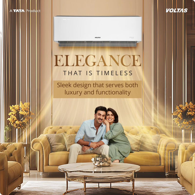 Voltas 1.5 ton 5 Star, New star rated, Inverter Split AC (Copper, Convertible 6-in-1 Cooling Modes, Auto Clean, Sleep Mode with Hidden Display, Memory Restart (185INV VENUS LUXE, White)