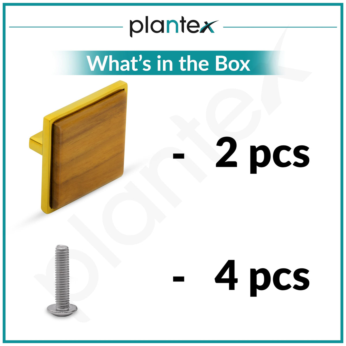Plantex Knobs for Drawer | Square Drawer Knobs | Knobs for Cabinets | Pull-Push Knobs for Kitchen | Bedroom Drawer - Pack of 2 (Big, Gold & Wood)-5