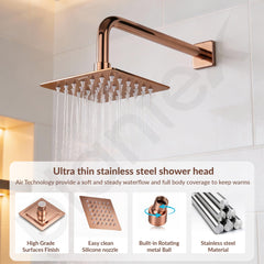 Plantex Stainless Steel Overhead Shower 4 x 4 inch with Water-Saving Technology/High pressure Rain Shower Head without Arm/Bathroom Shower -(Ultra Slim-PVD Rose Gold)-3