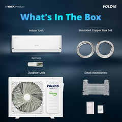 Voltas 1 ton 5 star,New star rated, Inverter Split AC (Copper, Convertible 5-in-1 Cooling Mode,2-Way Air Swing, Anti-dust Filter with Anti Microbial Coating,Auto Clean (125INV VECTRA ZEN SILVER,White)