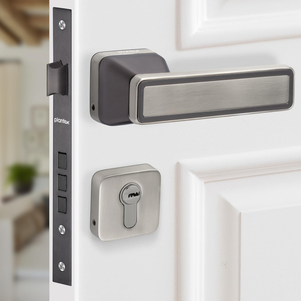 Plantex Door Lock for Home/Main Door Lock Set with 3 Computerized Key/Mortise Lock for Door with Brass LockBody & Cylinder (SM026, Satin & BNM)-1