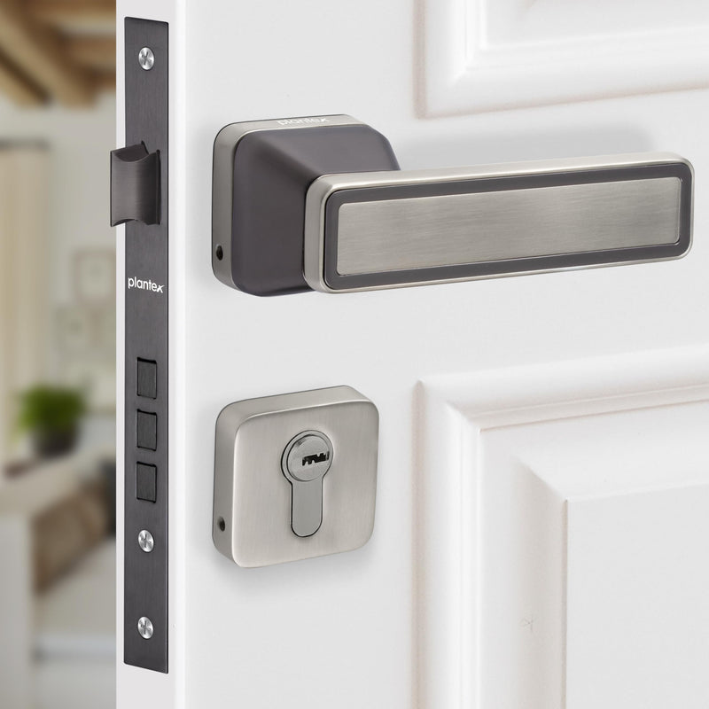 Plantex Door Lock for Home/Main Door Lock Set with 3 Computerized Key/Mortise Lock for Door with Brass LockBody & Cylinder (SM026, Satin & BNM)-1