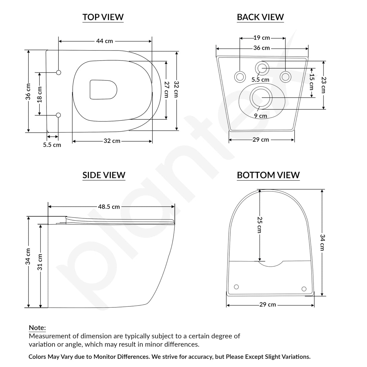 Plantex Imported Ceramic Wall Hung Commode/Rimless Washdown Flush Western Toilet/Commode with Soft Closing Toilet Seat - P Trap (Round - Matt Grey)-3