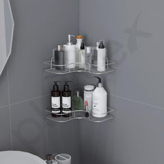 Plantex Stainless Steel Bathroom Corner Shelf for Wall/Bathroom Organiser Without Drill/Self Adhesive Bathroom Shelf- Pack of 1 (Chrome)-2